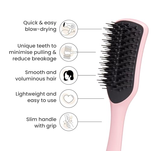 Tangle Teezer Easy Dry & Go Vented Hairbrush for Fine to Medium Wet Hair - Adds Volume, Smoothness & Shine - Blow Dry Hair Brush Cuts Down Time & Damage - Tickled Pink