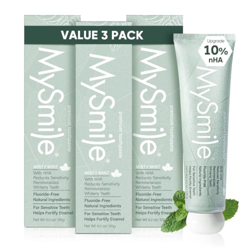 Nano Hydroxyapatite Toothpaste for Sensitive Teeth - 4.2 oz Pack of 3 - Fluoride & SLS Free, Fresh Mint, Enamel Strengthening & Whitening