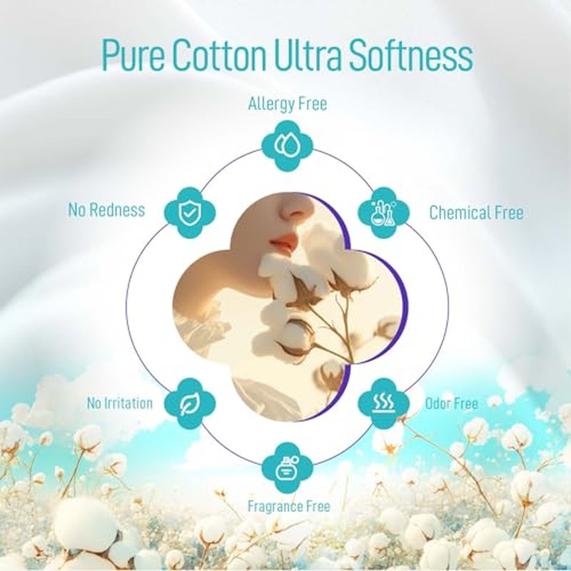 Luxuriously Soft Disposable Face Towel, 100% Cotton, Extra Large 12" x 10" Ultra Soft Dry Wipe for Face Wash, Makeup Remover, Bio-Based Towelette for Sensitive Skin 80 Count (1 Pack)