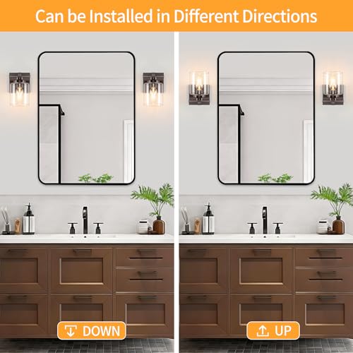 Oil Rubbed Bronze Bathroom Vanity Light with Clear Glass Shade, 1-Light, E26 Socket Over Mirror