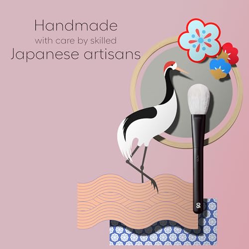 rephr brush 05 - Natural Goat Hair Makeup Brush for Blush, Highlighter & Bronzer and Finishing Powder - (38mm Bristles) Handmade in Kumano, Japan