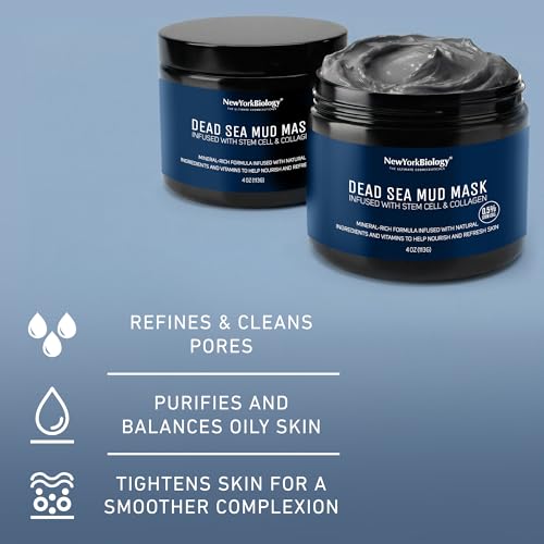 Dead Sea Mud Mask with Stem Cell & Collagen - 4 oz Pack of 2 - Hydrating Facial Mask for All Skin Types