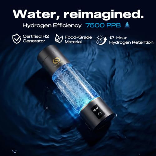 Hydrogen Water Bottle Generator 10 Oz Grey - Lab-Verified Up to 7560 PPB
