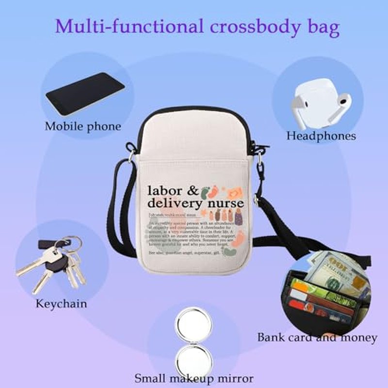 L&D Nurse Makeup Bag Labor And Delivery Nurse Cosmetic Bag L&D Nurse Gift Lifeline Gift Nicu Nurses Week Gift (delivery nurse noun Crossbody bag)