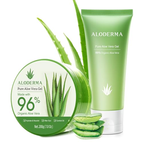 Hydrating Aloe Vera Gel Set - 2 Pieces, 200g & 114g Natural Moisturizer