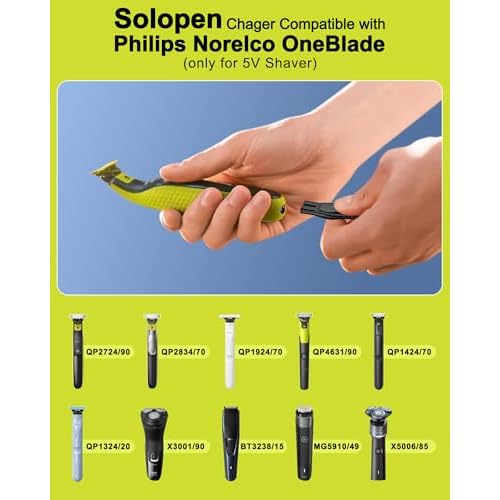 Soloepn Charger Compatible with Philips Norelco OneBlade QP2724 QP2834 MG5910 MG7910 MG9510 MG9520 PQ888 PQ889, Power Cord for Philips Norelco Shaver 2400 3600 (USB Charger with 2 Charger Cable)