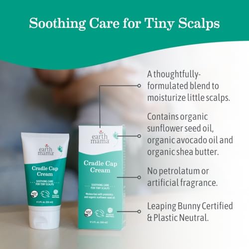 Earth Mama Cradle Cap Cream 2 oz Pack of 2 Organic Baby Hair & Scalp Care