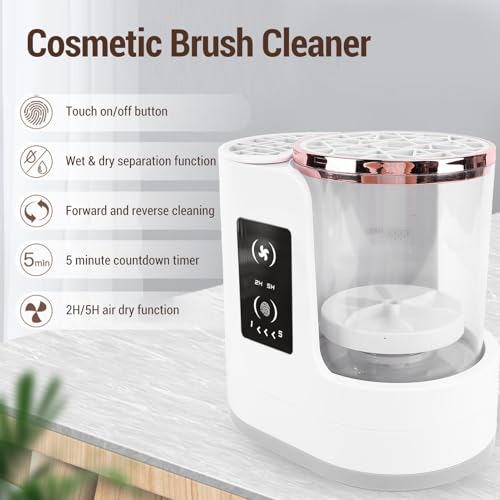 Electric Makeup Brush Cleaner, 850RPM USB Detachable Makeup Brush Cleaning Machine, 2H 5H Timer Automatic Makeup Brush Cleaner Dryer Machine, for Beauty Makeup Brush Set