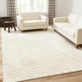 Light Beige 5x7 Geometric Washable Area Rug for Living Room - Solid Beige