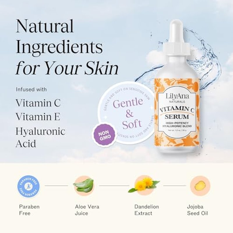 LilyAna Naturals Eye Cream 1.7oz and Vitamin C Serum 1oz Bundle