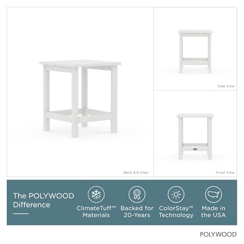 Polywood Long Island 18-Inch Outdoor Side Table - White