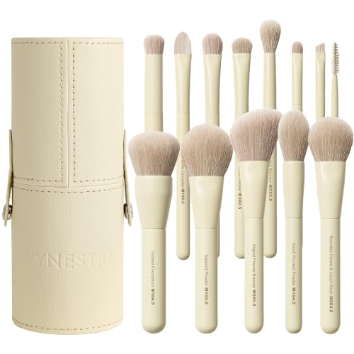 Travel Makeup Brush Set - 12 Vegan Face & Eye Brushes with Storage