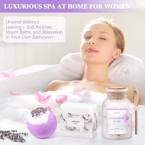 Lavender Spa Gift Basket for Women - 10-Piece Relaxation & Self-Care Set