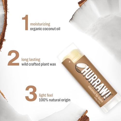 Coconut Lip Balm Set - 5 Organic Vegan Natural Balms, Cruelty-Free, Made in USA