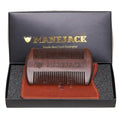 Wooden Beard Comb with Carrying Pouch - Top Pocket Combs Kit for Men - Perfect for Beard, Head hair, Mustache-Dry Use with Balms and Oils - Fine and Coarse Teeth