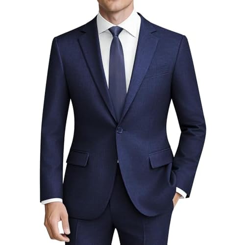 MAGE MALE Mens 2 Piece Suit Slim Fit Solid Wedding Prom Tuxedo Suit with One Button Notch Lapel Blazer and Pants