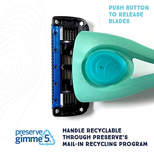 Preserve Ocean Plastic Initiative (POPi) Kit: POPi Shave 5 Razor System, POPi Replacement Cartridges (4ct) and POPi Toothbrush (Soft, 1ct), Made in USA from Recycled Ocean Plastic, Coral Pink Bundle
