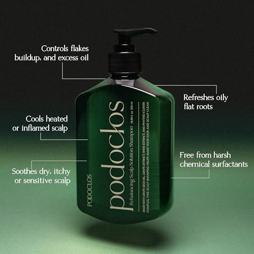 Podoclos Rebalancing Scalp Shampoo - Cooling & Refreshing Hair Care for Sensitive & Oily Scalps, 16.9 fl oz