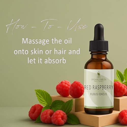 Red Raspberry Seed Oil - Organic Cold-Pressed Face & Body Moisturizer - 4 oz Glass Bottle & Dropper