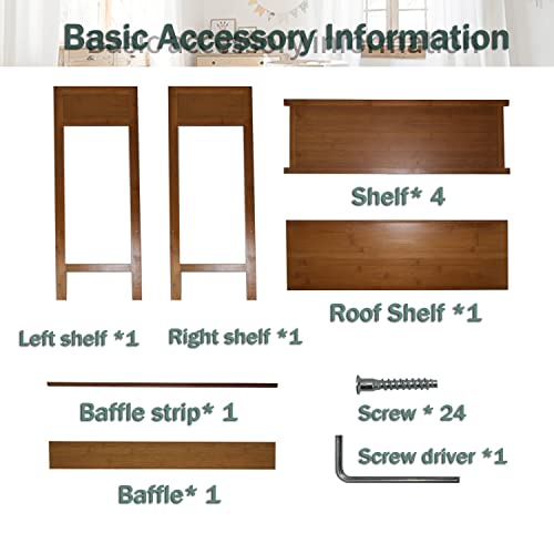 Nature 5-Tier Bamboo Shoe Rack Organizer - 31.40''L Entryway Storage