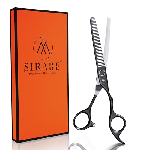 Sirabe Black Professional Thinning Shears 440C Hair Cutting Texturizing Scissors with Case