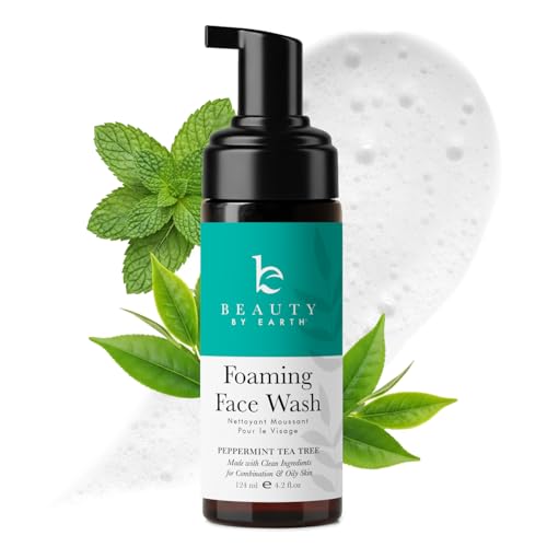 Foaming Face Wash Cleanser - Peppermint Tea Tree - 4.2 Fl Oz Made in USA