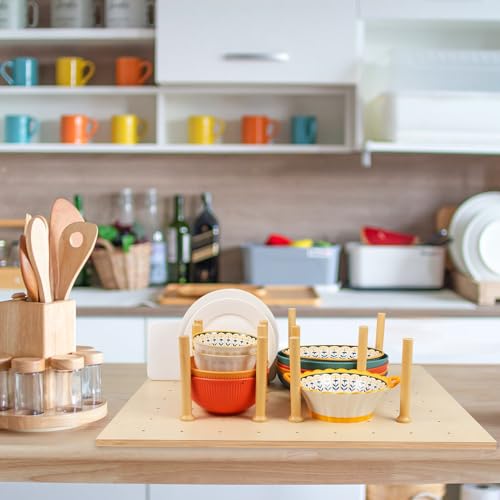 Pegboard Drawer Organizer 30x21 Inch Adjustable Kitchen Storage Solution - Durable Wood