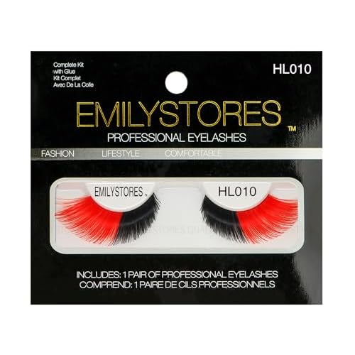 Red Black Eyelashes For Queen of Hearts Costume Accessories Halloween Lashes 1 Pair