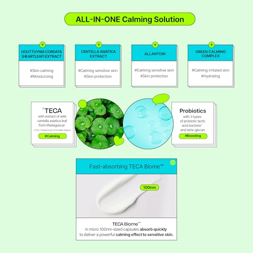 Calming Tok Cica Heartleaf Cream, Instant Cooling & Deep Hydrating Facial Cream for Sensitive Skin, Lightweight Soothing & Relief Moisturizer, Korean Daily Skin Care (3.38 fl.oz. / 100ml)