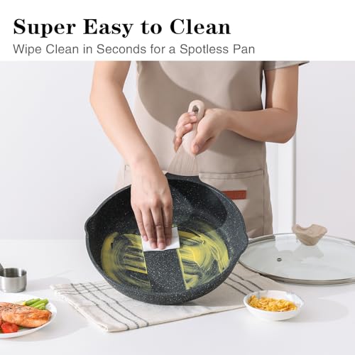 Kordisen Classic Granite Nonstick Frying Pan Set with Lids - 8, 9.5 & 11 Inch