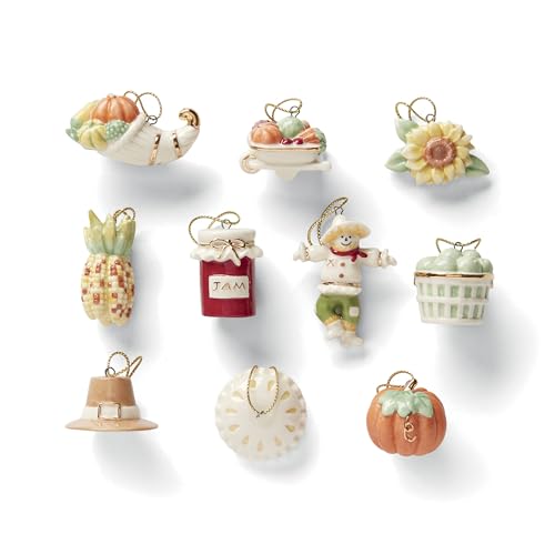 Autumn Favorites 10-Piece Hanging Ornament Set - Fall Decor, Porcelain