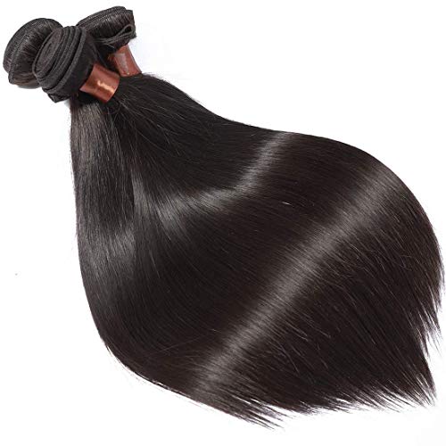 28 Inch Straight Human Hair Bundle - Brazilian Virgin Remy Hair, 100g, Natural Black, Angie Queen