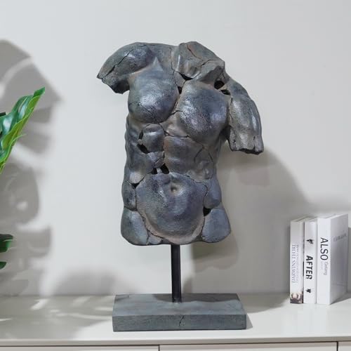Greek Male Torso Bust Sculpture - Abstract Cracked Apollo Statue - Man Variation