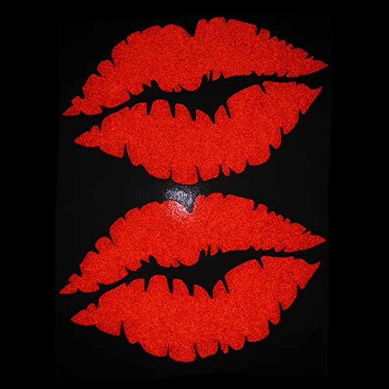 CUSHYSTORE 2X Lips Kiss Lady Sweet Girl Reflective Decal Sticker (5.5"x3.5", Red)