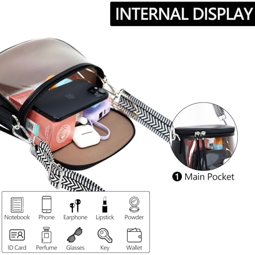 Transparent Waterproof Crossbody Bag for Women - Black Cosmetic & Toiletry Organizer