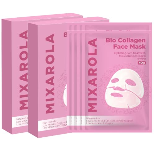Bio Collagen Face Mask Pack of 4 - Firming & Hydrating Skin Care, Overnight Glow