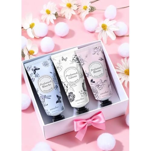 Perfumed Hand Cream Set ? Long-Lasting Fragrance, Wrinkle Care & Moisturizing, with Shea Butter & Adenosine, Hypoallergenic, 3 Scents (White Floral, Pink Bloom, Musky Floral) ? 100ml Each