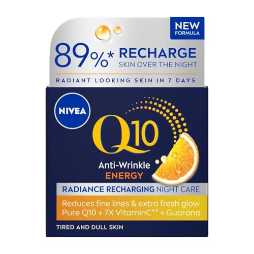 NIVEA Q10 Energy Night Cream for Face - Hydrating Anti-Wrinkle Moisturizer, 50ml