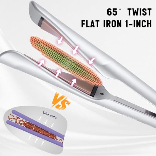 Hatteker 2-in-1 Hair Straightener Curling Iron Flat Iron - Silver