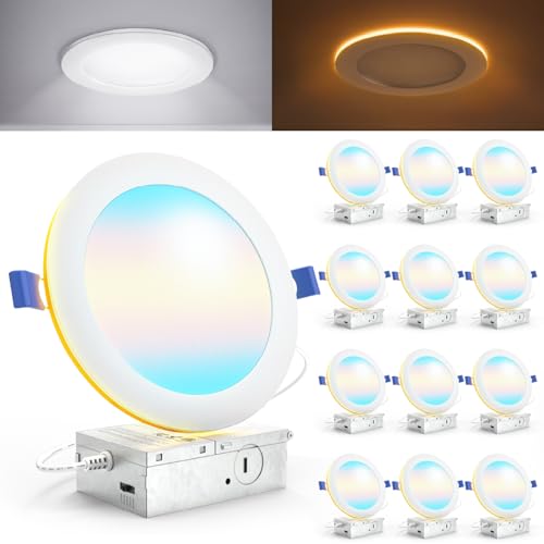 Sunco 6 Inch Canless LED Recessed Light with Night Light - 15W, 5 CCT, Dimmable, Slim Downlight