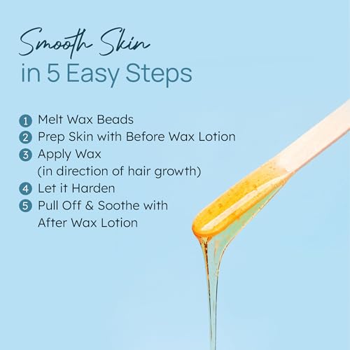 Hard Wax Beads for Hair Removal ? 1.1lb Professional Waxing Beads for Coarse Hair, Face, Underarms, Back, Chest, Brazilian, Bikini & Legs + Gloves & 10 Large Applicator Sticks for Home & Salon Waxing