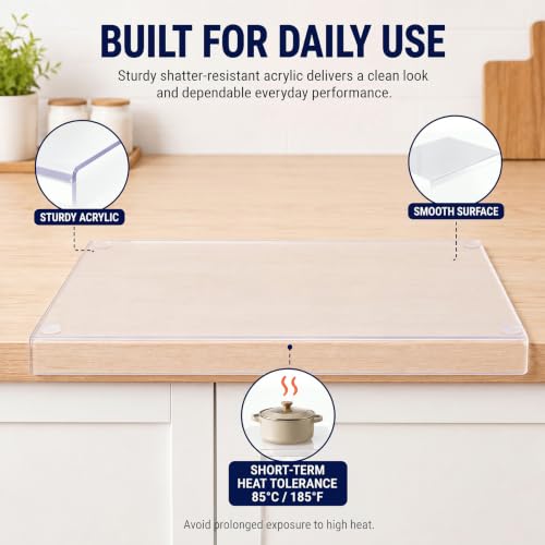 Wesiti Clear Acrylic Cutting Board with Counter Lip - 30 x 20 Inches, Medium