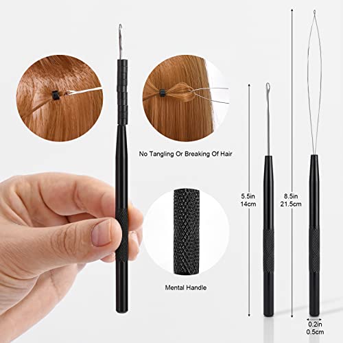 EHDIS Black Hair Extension Beading Tool Kit 600PCS Micro Silicone Beads & Pliers