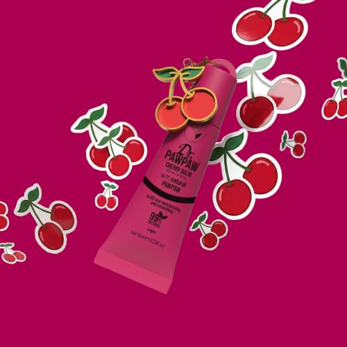Dr. PawPaw Charm Lip Balm Set with Matcha, Cherry & Banana - Vegan Lip Oils with Castor & Aloe Vera, Keyring Charm - 3 Pack
