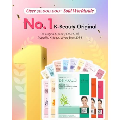 DERMAL 24 Combo Pack Made in Korea Facial Mask ? 20+ Years of K-Beauty Experience, Premium Quality Korean Sheet Masks for Daily Skincare Routine