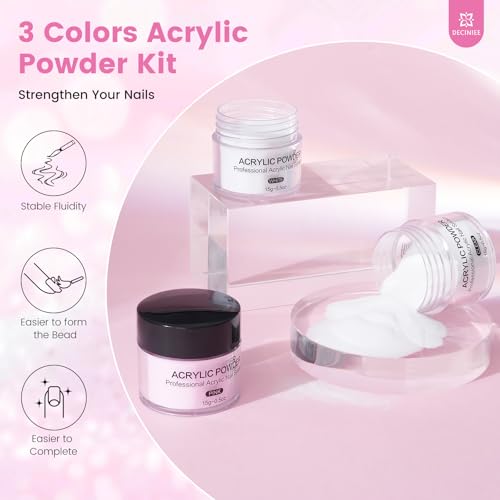 Nail Kit for Beginners with Everything: Professional Nail Acrylic Powder Liquid Set with Practice Finger Drill U V Light in Makeup Bag for Women Salon Home (Pink)