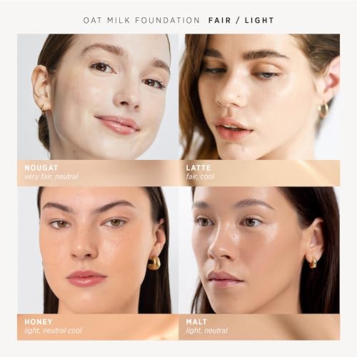 Ere Perez - Natural Oat Milk Liquid Foundation | Breathable, Buildable, Medium Coverage | Peach Extract, Vitamin E | Vegan, Cruelty-Free, Clean Beauty (Malt | light neutral, 1fl oz | 30mL)
