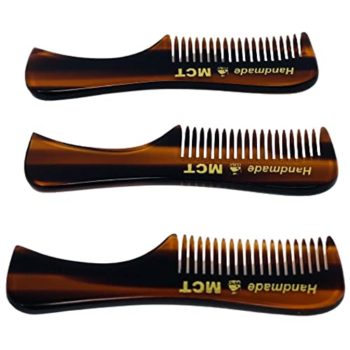 GENTS Mustache and Beard Styling Comb, pocket sized (Tortoise Shell, 3 Pack)