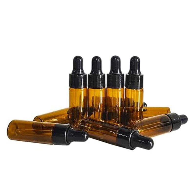 50Pcs 5ml Sample Dropper Bottles,Amber Glass Dropper Bottles for Essential Oils Sample Cosmetic Perfume Traveling