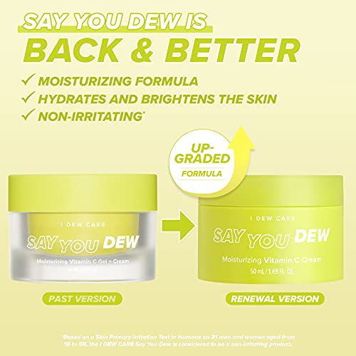 I DEW CARE Say You Dew Brightening Vitamin C Cream with Niacinamide + Glow Easy Vitamin C Tinted Lip Oil Gloss with Jojoba Seed Oil Bundle
